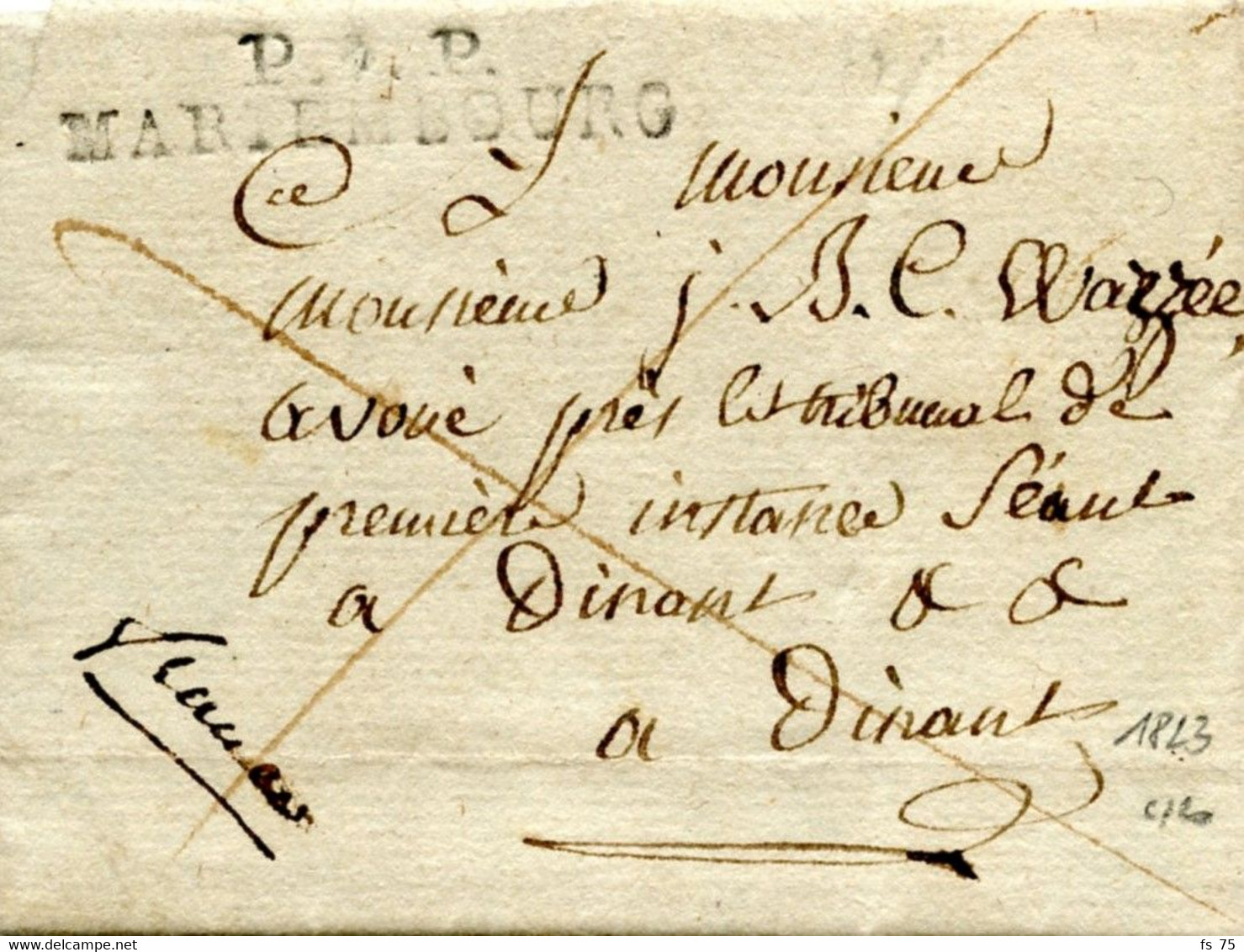 BELGIQUE - P (7) P MARIEMBOURG - LETTRE AVEC TEXTE, 1823 - 1815-1830 (Période Hollandaise)