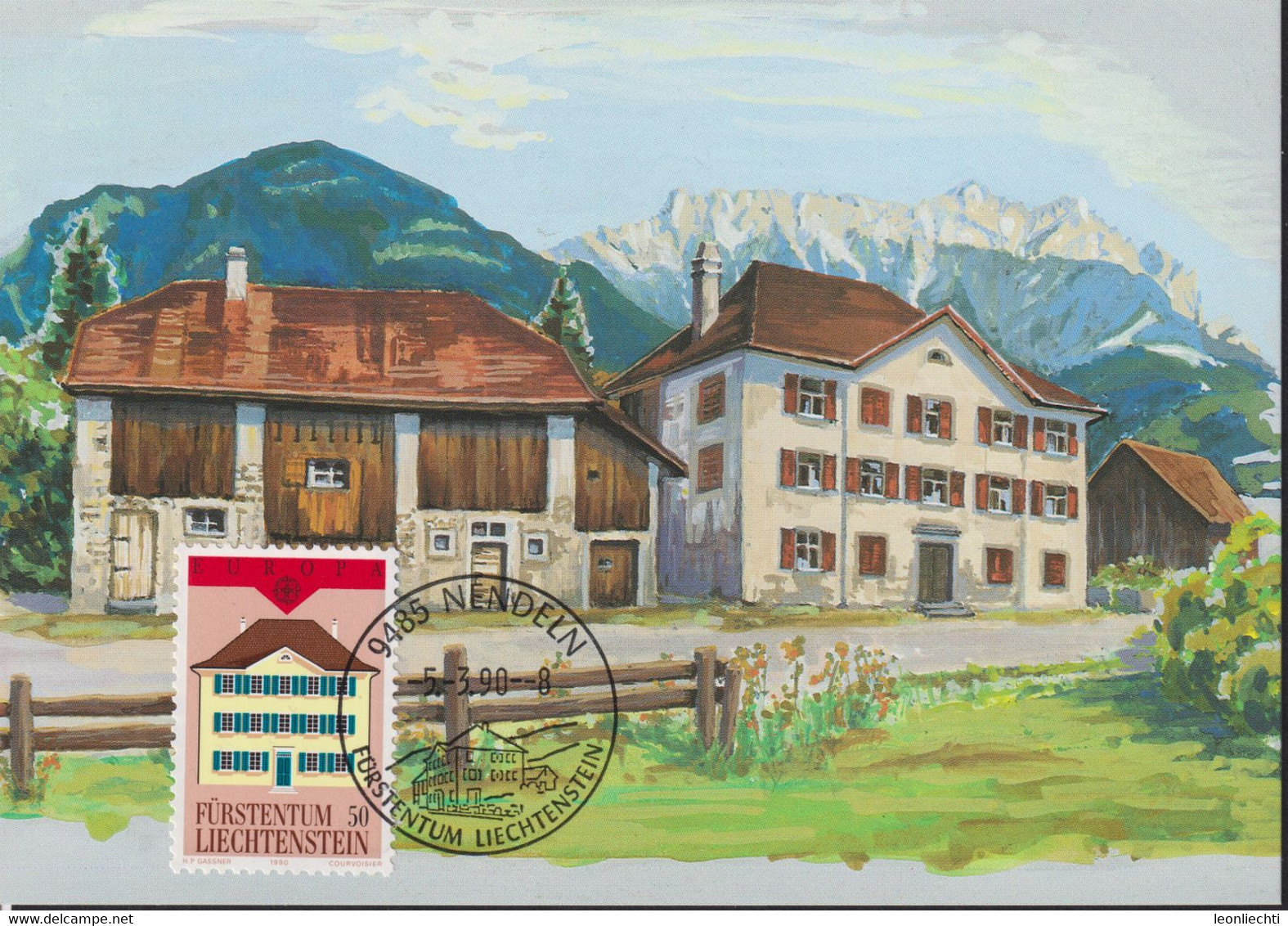 1990 Liechtenstein MC 93 Mi: LI 984°, Y&T: LI 925°, ZNr. LI 934°, Europa, Postexposition Nendeln - Cartas & Documentos