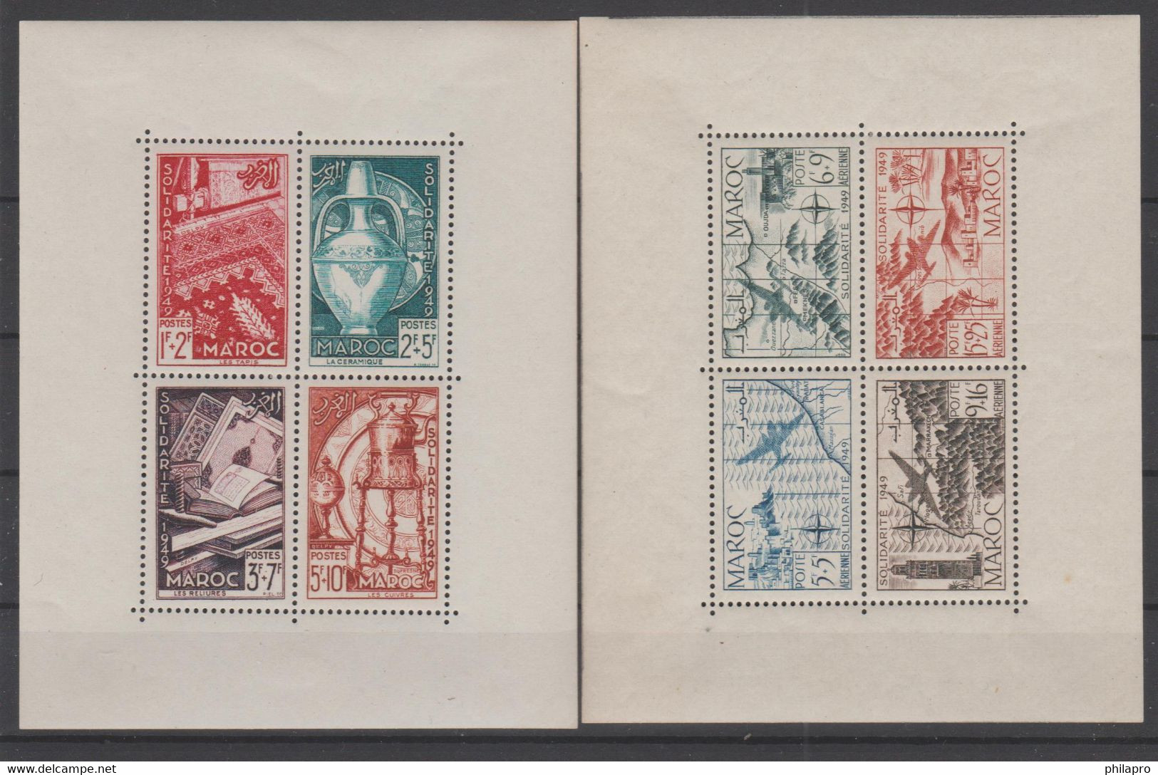 MAROC  1950   BF 2+3  *MH HINGED  Réf  R375 - Blocs-feuillets