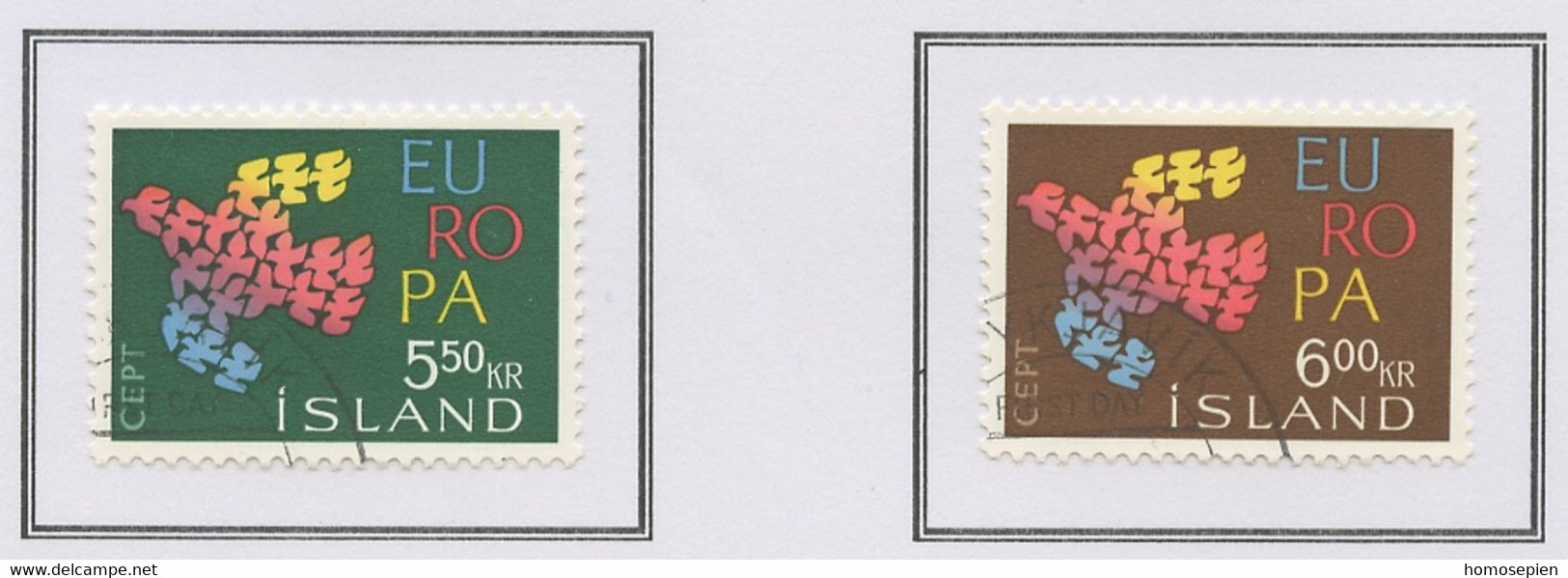 Islande - Island - Iceland 1961 Y&T N°311 à 312 - Michel N°354 à 355 (o) - EUROPA - Usati