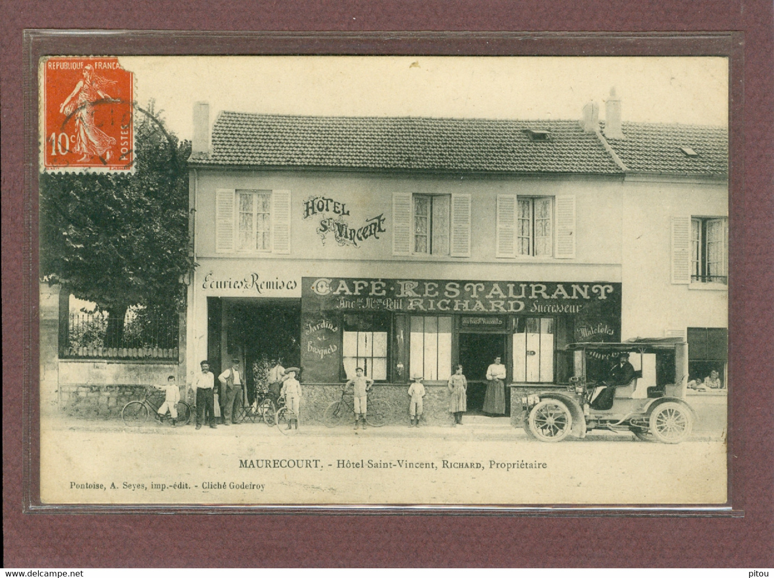 MAURECOURT (78) - HOTEL SAINT VINCENT - RICHARD PROPRIETAIRE - AUTOMOBILE - Maurecourt