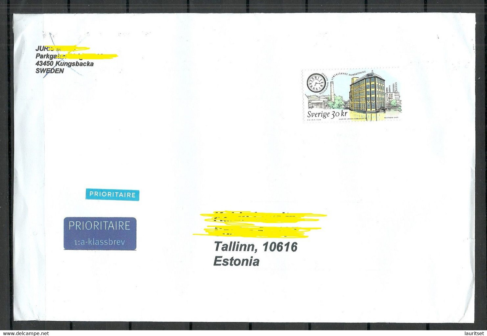 SCHWEDEN Sweden 2023 Air Mail Cover To Estonia. Stamp Has Remained Mint (not Cancelled) - Brieven En Documenten