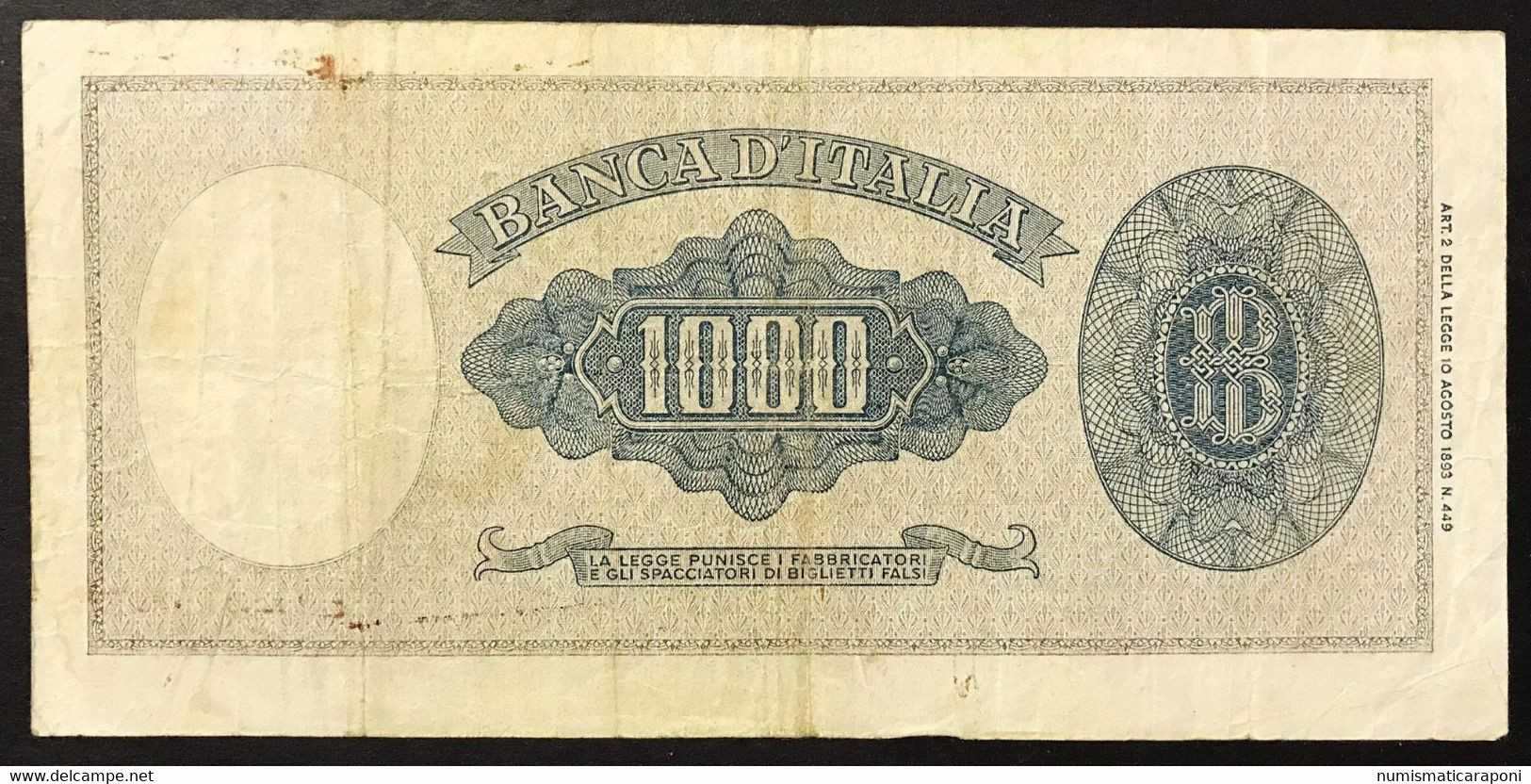 1000 Lire Italia Testina 20 03 1947 Rara Q.bb Naturale LOTTO 4375 - 1000 Liras