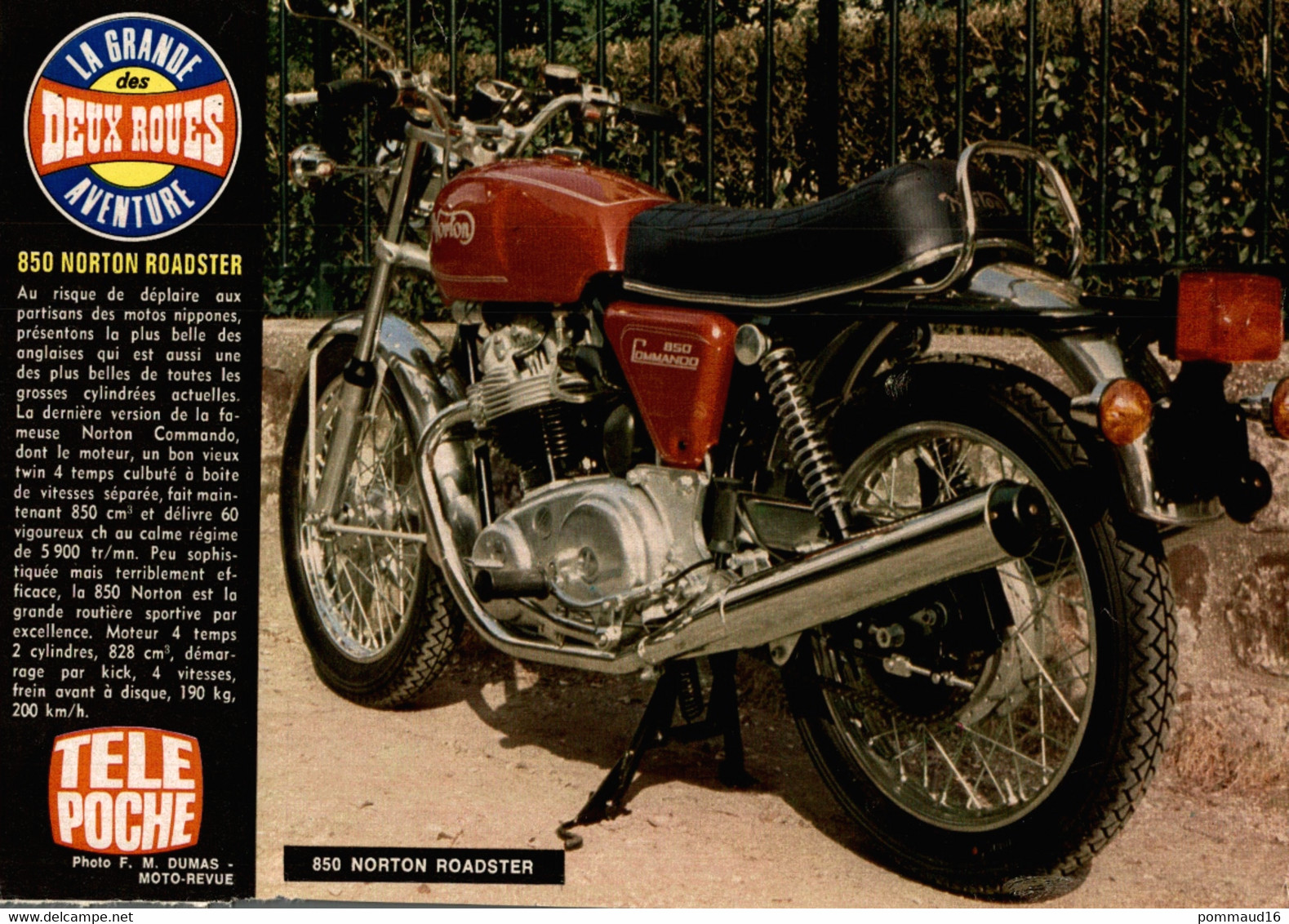 Fiche Technique D'une 850 Norton Roadster, Découpée Dans Télé Poche - Motos