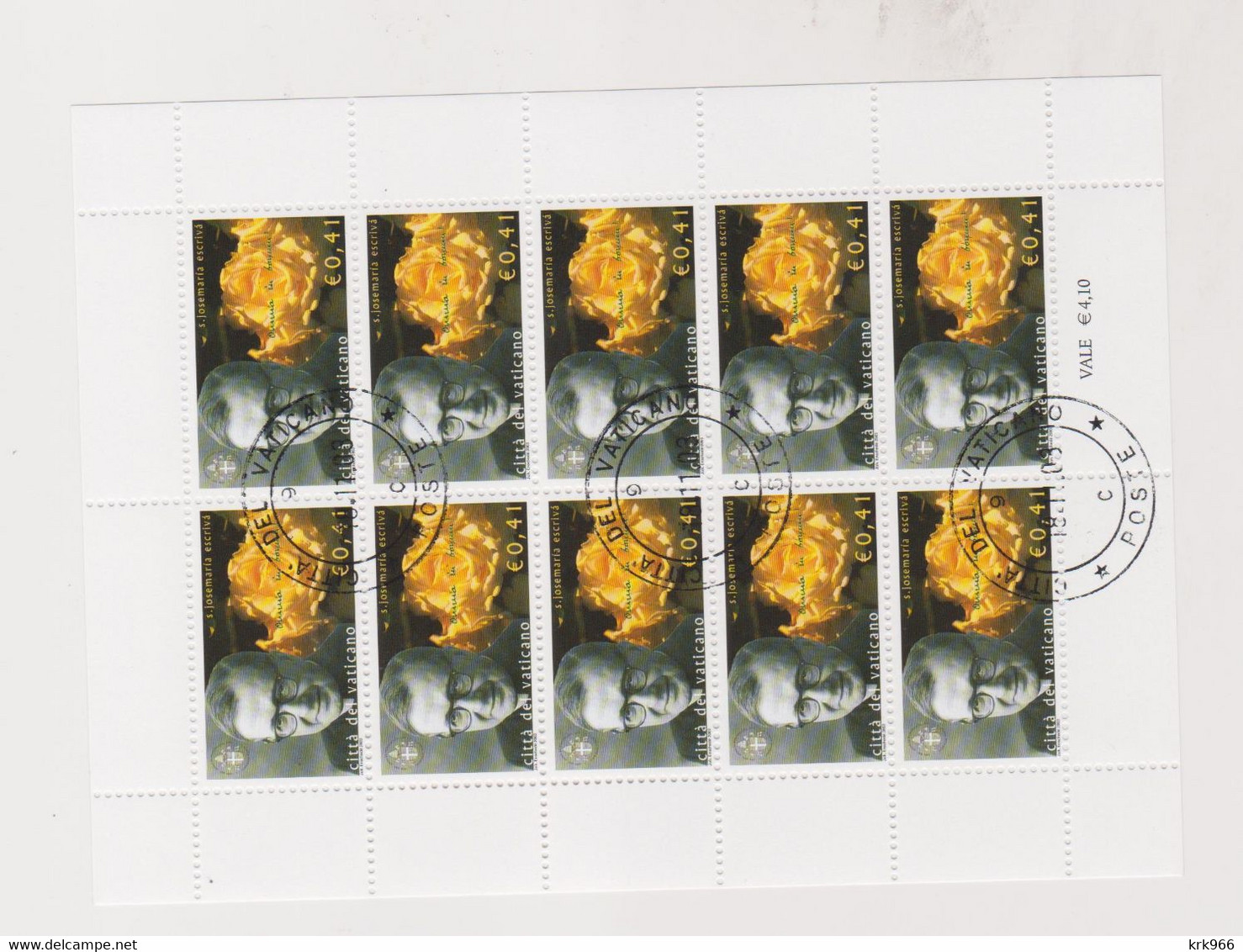 VATICAN 2003  Sheet  Used - Used Stamps