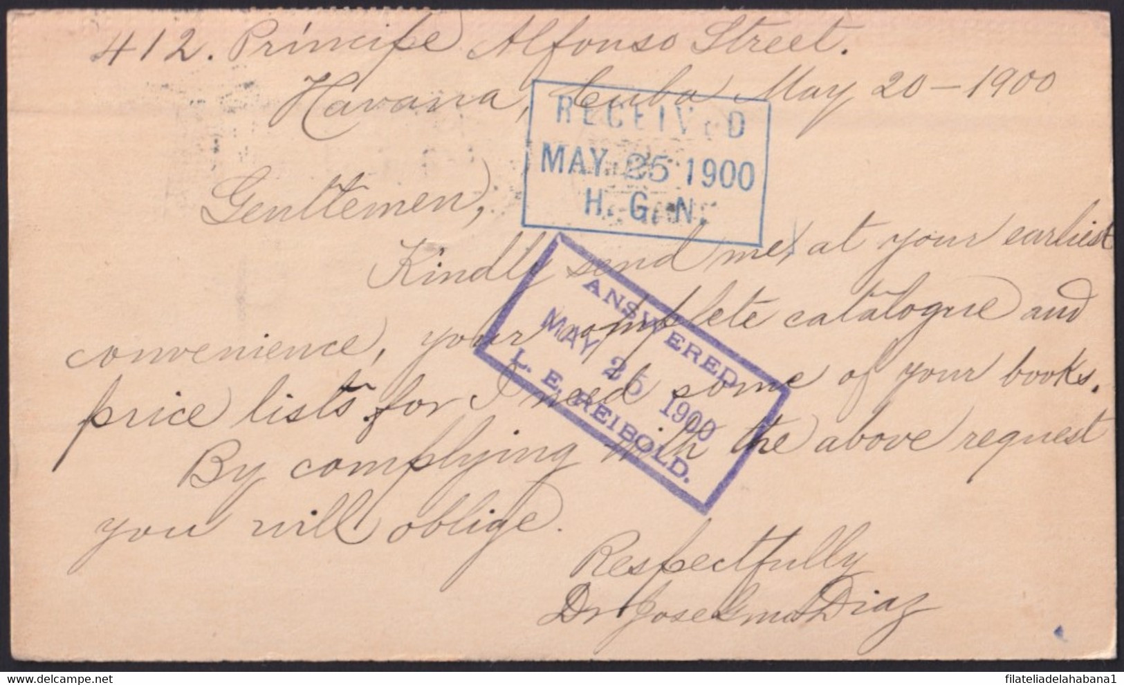 1899-EP-310 CUBA 1899 US OCCUPATION 1c POSTAL STATIONERY + 1c TO US. - Other & Unclassified