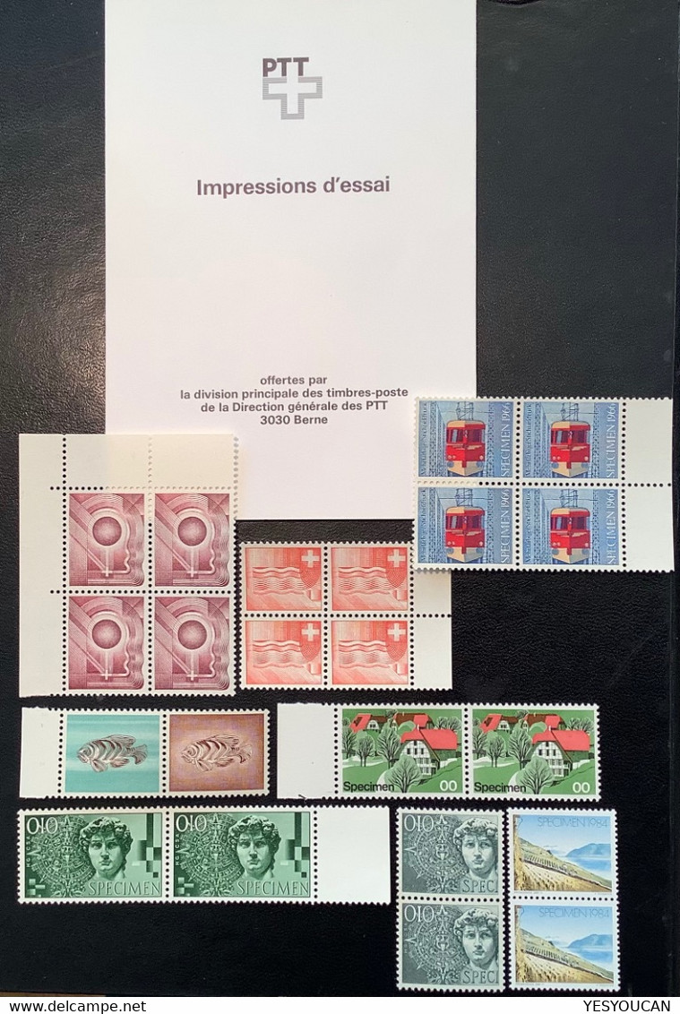 Schweiz 1945-1984 22 PTT BERN Dummy Stamps, Specimen, Essai, Proben, Test, Machine Proof, Essay (Switzerland Suisse - Variétés