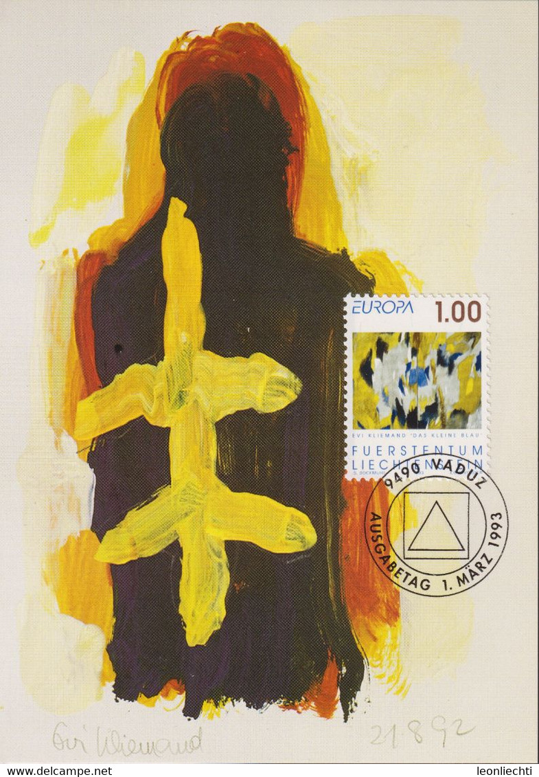 1993 Liechtenstein MC 112 Mi:LI 1055°, Yt:LI 996°, Zum:LI 997°,  EUROPA, Gemälde Von   E. Kliemann - Briefe U. Dokumente