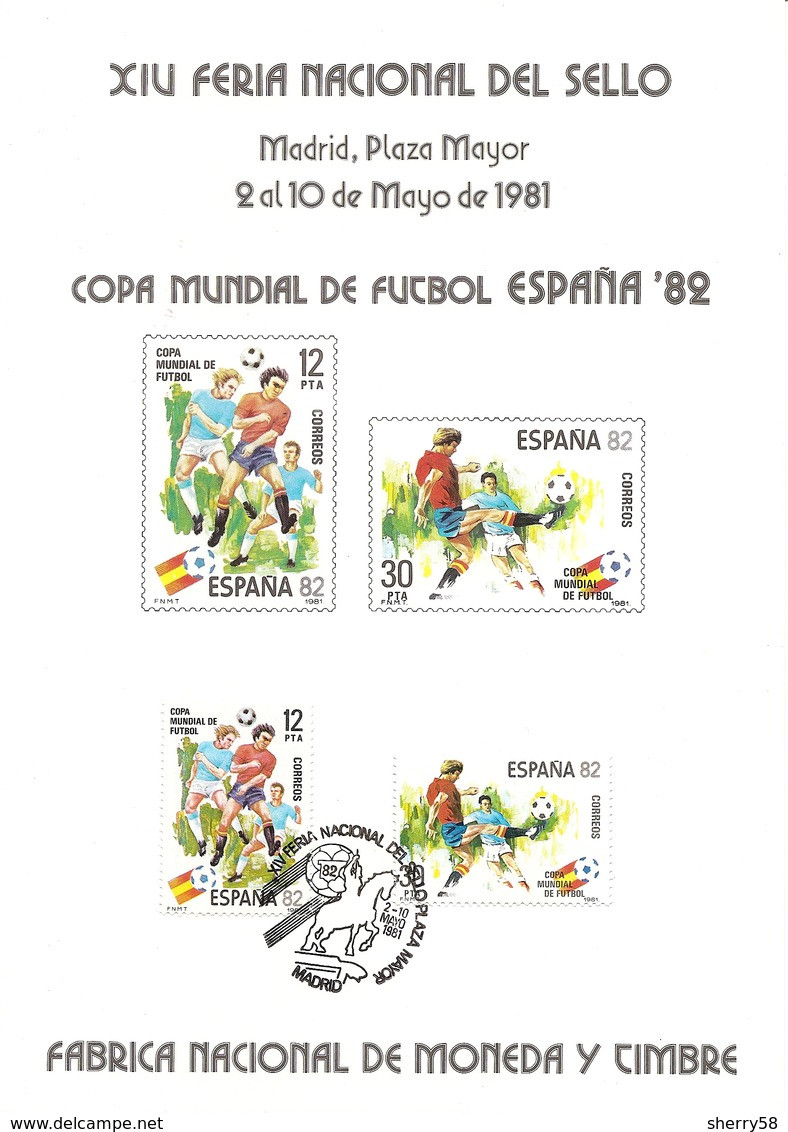 1981- ED. 2613 Y 2614 -DOCUMENTO FILATÉLICO DE LA F.N.M.T. Nº 14 - COPA MUNDIAL DE FÚTBOL ESPAÑA'82-CON TARJETA RECUERDO - Herdenkingsblaadjes