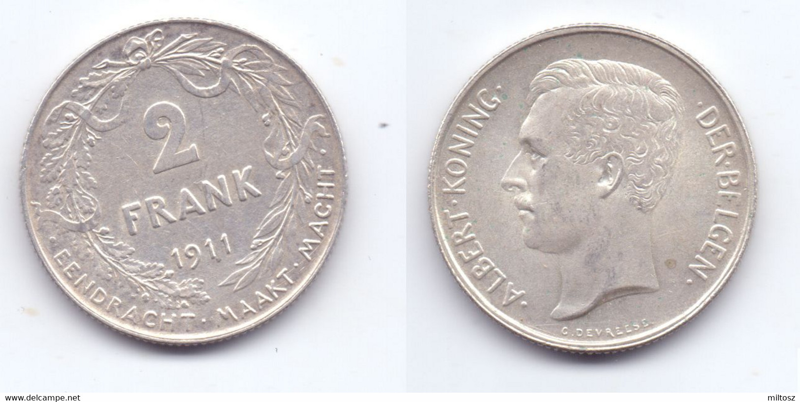 Belgium 2 Francs 1911 (legend In Dutch) - 2 Frank