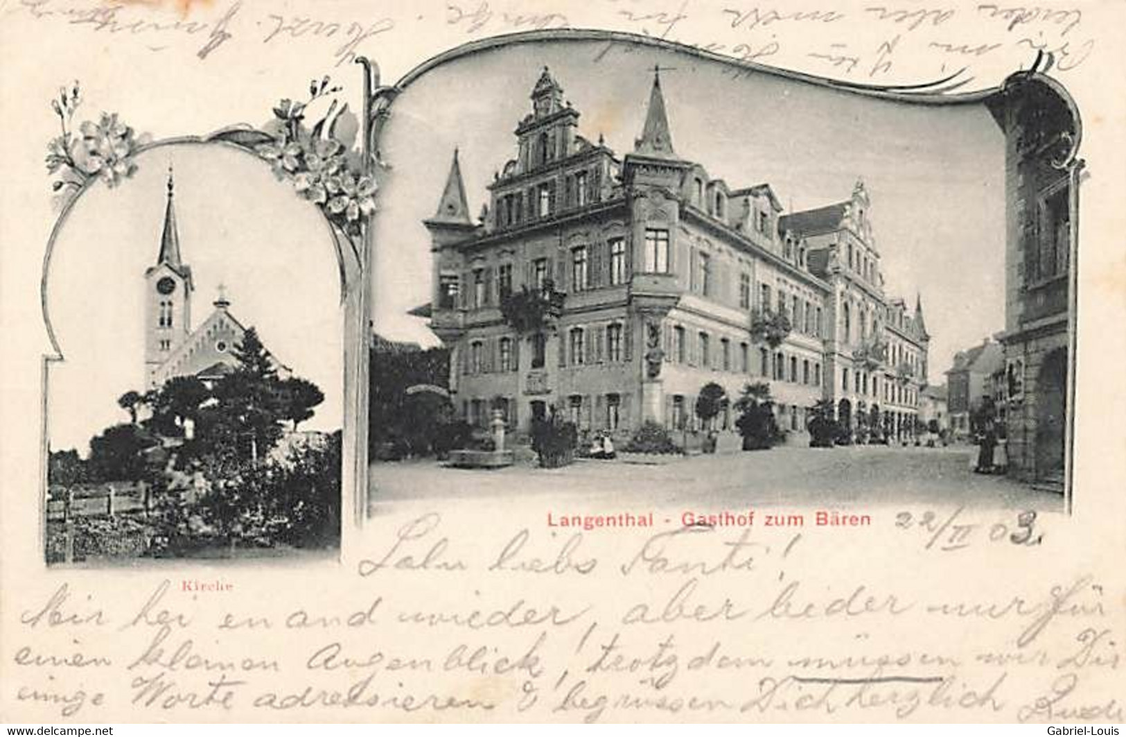 Langenthal Gasthof Zum Bären Kirche 1903 - Langenthal