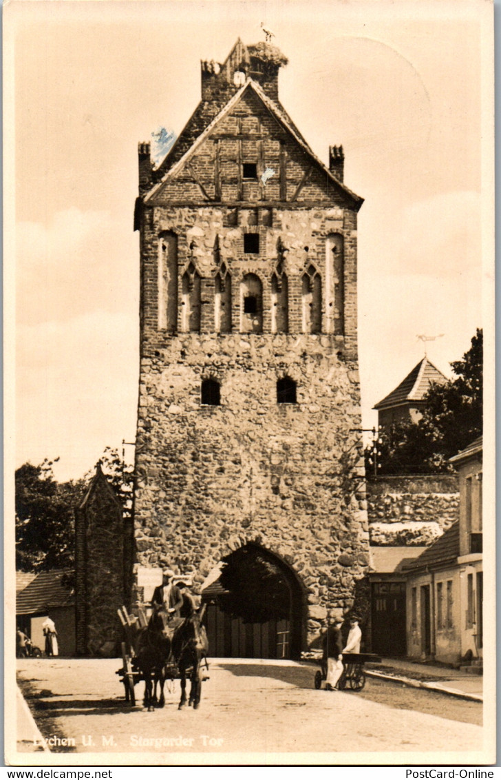 42847 - Deutschland - Lychen , Stargarder Tor , Pferdewagen - Gelaufen 1933 - Lychen