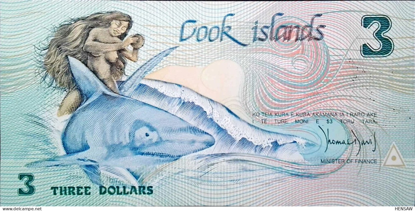 COOK ISLANDS 3 DOLLARS 1992 P 6 UNC SC NUEVO - Cook