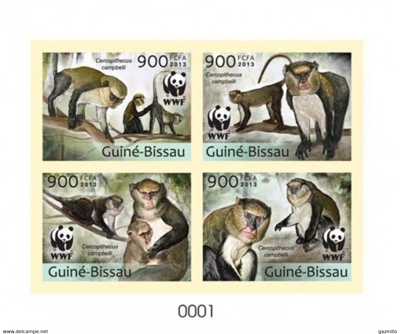 Guinea BIssau 2013, WWF, Monkeys, 4val In BF IMPERFORATED - Chimpanzees