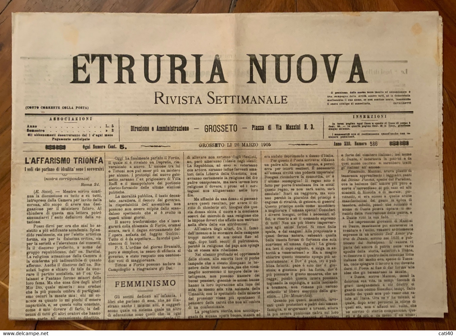 GROSSETO 1905  - ETRURIA NUOVA RIVISTA SETTIMANALE - L'AFFARISMO TRIONFA Ed Altro - PUBBLICITA' D'EPOCA - Premières éditions