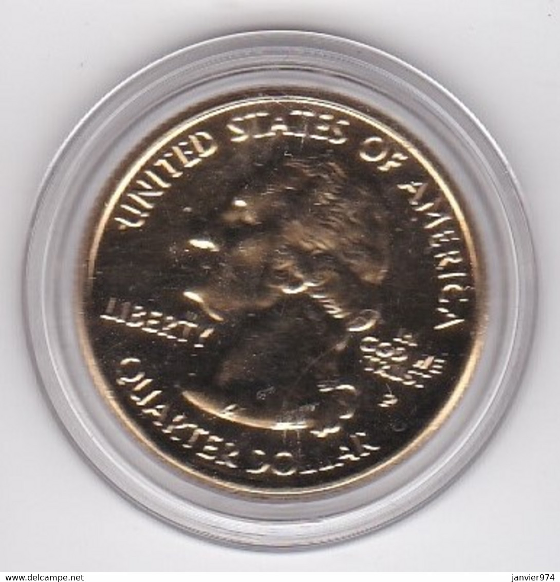 New York Quarter Dollar 2001 P,  Georges Washington, Plaqué Or , UNC Dans Sa Capsule - 1932-1998: Washington