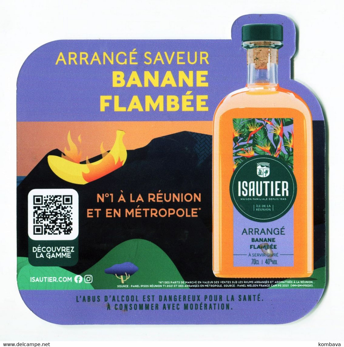 LA REUNION - Balise De Produit / Gondole RHUM Arrangé Banane Flambée ISAUTIER (Obj Div Balise Banane Flambée - Affiches