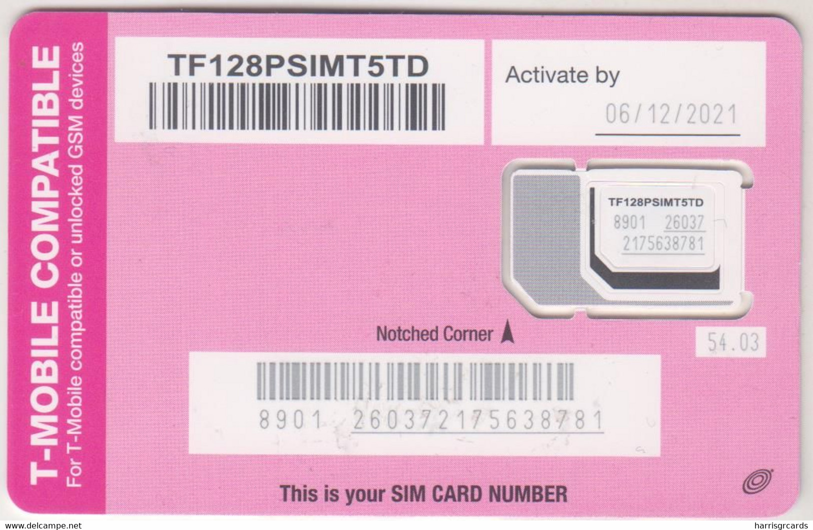 USA - T-Mobile Compatible Circles Without Text, T-Mobile GSM Card , Mint - Cartes à Puce