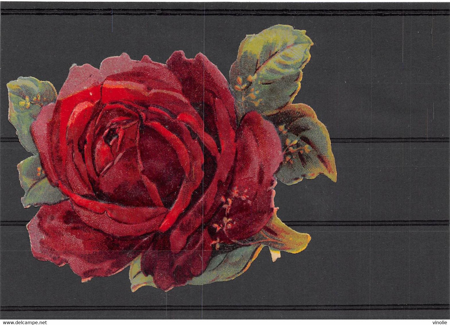 P-23-TON-302 : POCHETTE  FORMAT 11 CM X 15 5 CM. DECOUPI. ROSE. - Bloemen