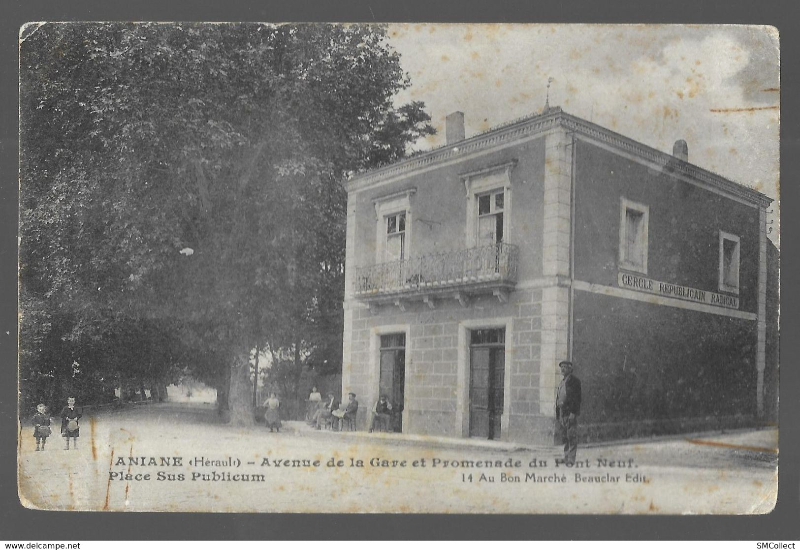 Voir Description. Aniane, Avenue De La Gare Et Promenade Du Pont Neuf, Carte Inédite (2919) - Aniane