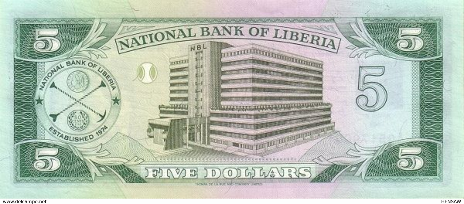 LIBERIA 5 DOLLARS 1991 P 20 UNC SC NUEVO - Liberia