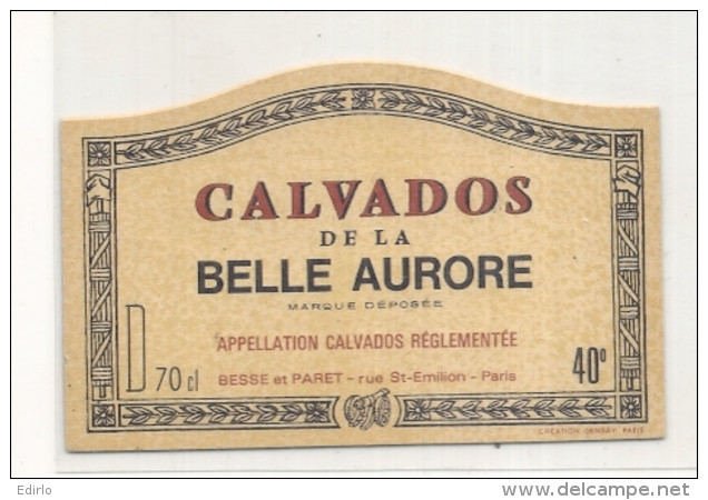 étiquette - 1960/90 CALVADOS  De La Belle Aurore - Whisky