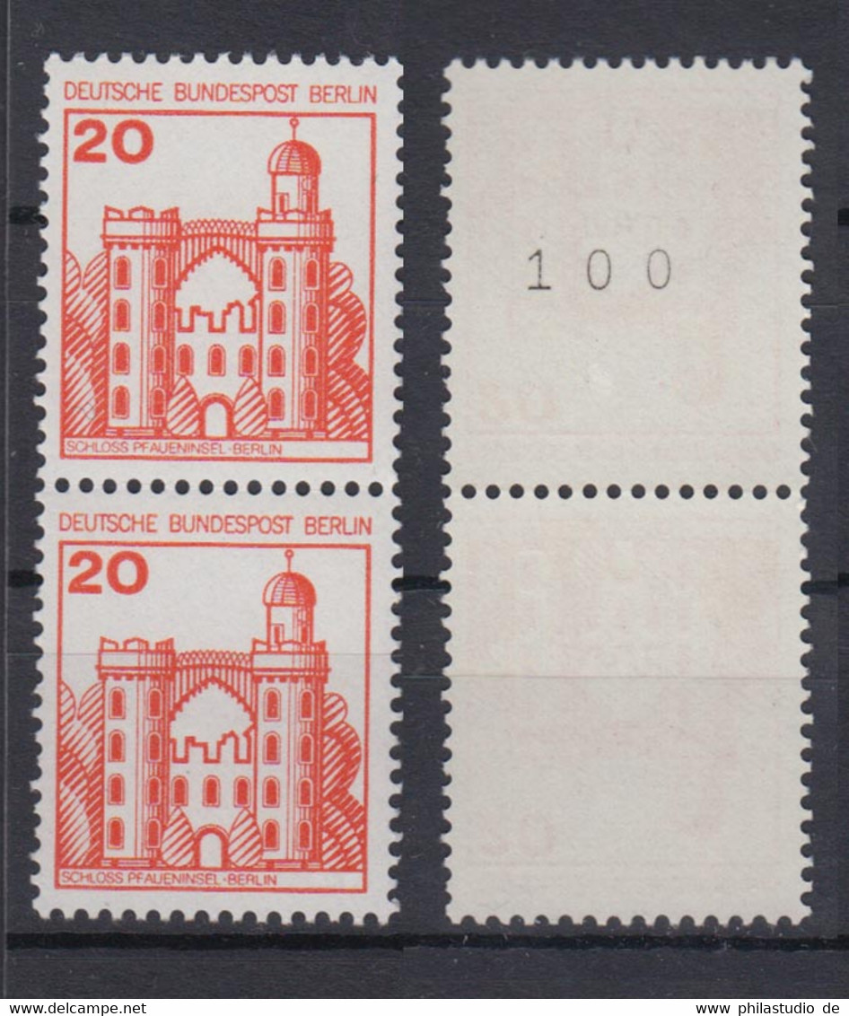 Berlin 533 RM Mit Gerader Nr. Senkrechtes Paar Burgen + Schlösser 20 Pf ** - Roulettes
