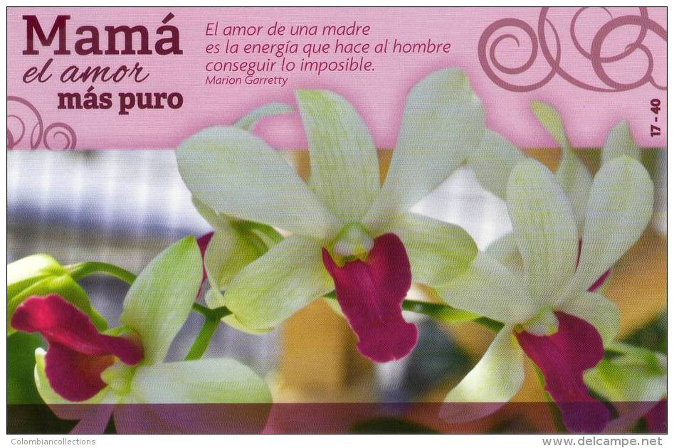 Lote PEP533, Cuba, 2014, Entero Postal, Postal Stationary,  Flower, Orchid Postcard, Mother's Day, 17/40, Postcard - Maximumkarten