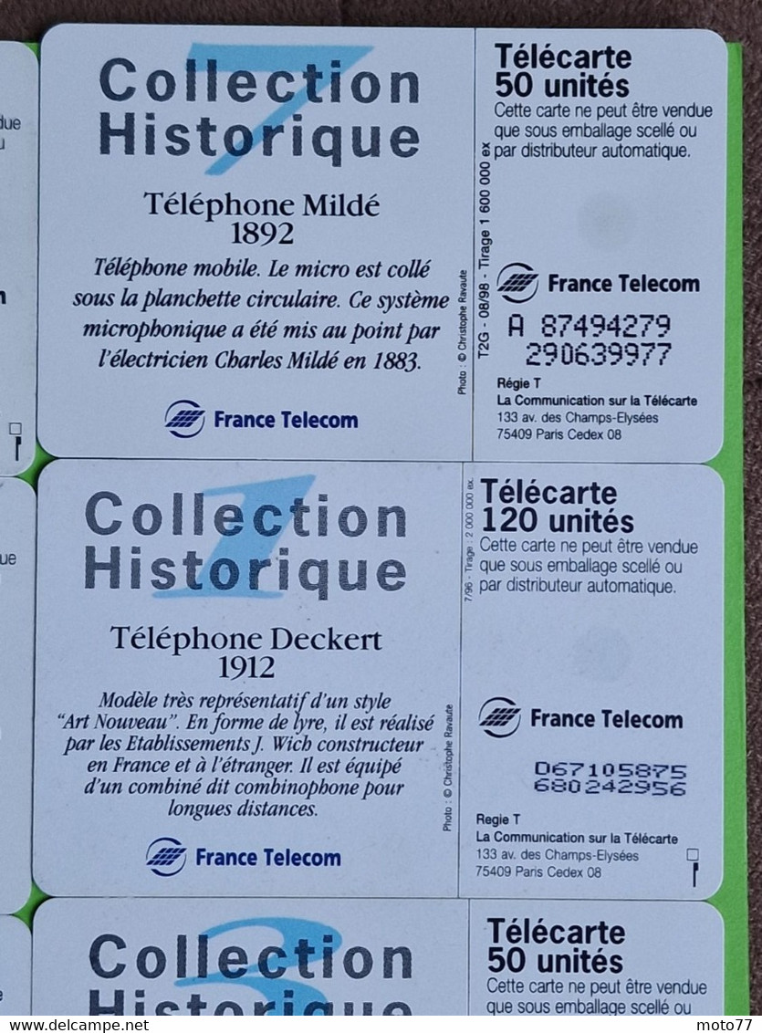 Lot série des 23 cartes téléphonique de France - VIDE - Télécarte Cabine téléphone - Histoire COMBINES de TÉLÉPHONE 1998