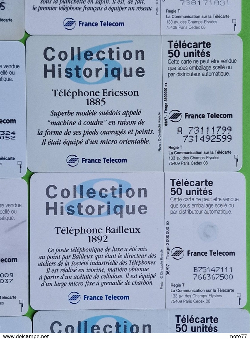 Lot série des 23 cartes téléphonique de France - VIDE - Télécarte Cabine téléphone - Histoire COMBINES de TÉLÉPHONE 1998