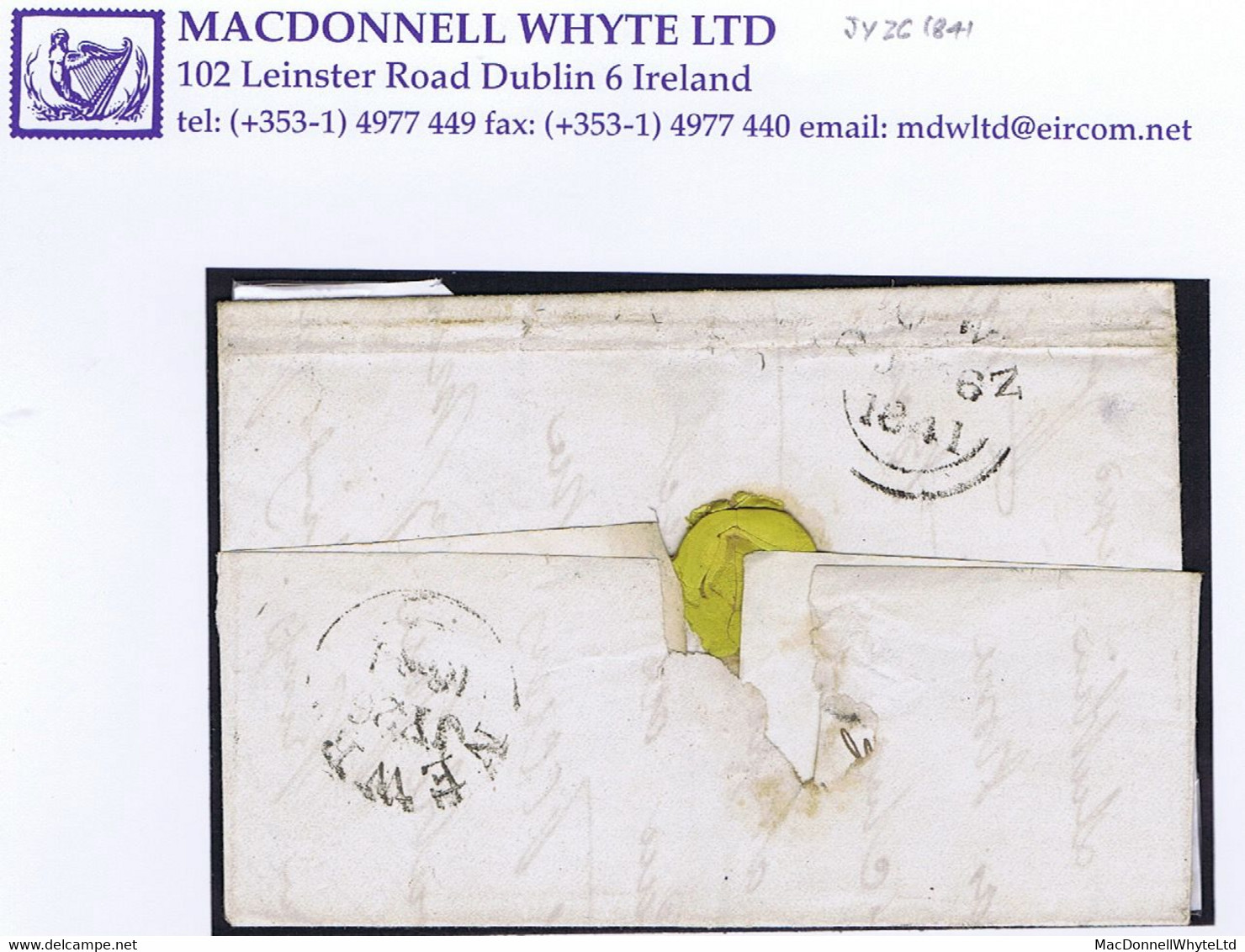 Ireland Down Uniform Penny Post 1841 Letter To Markethill Paid "1" Boxed PAID AT/DOWN, Cds DOWN JY 26 1841 - Prephilately