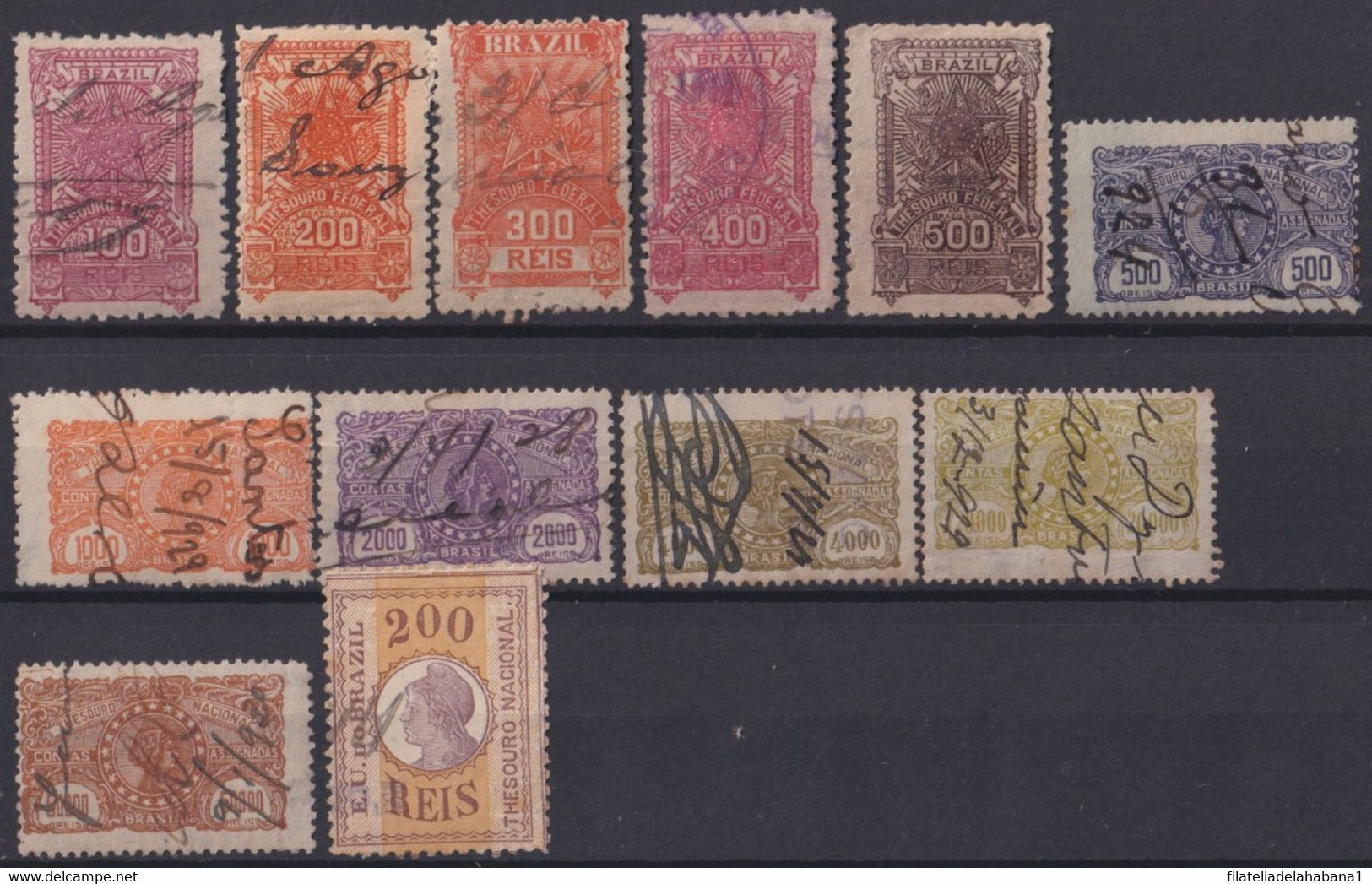 F-EX28946 BRAZIL BRASIL S.XX REVENUE STAMPS LOT ALL DIFFERETS TREASURE. - Timbres-taxe