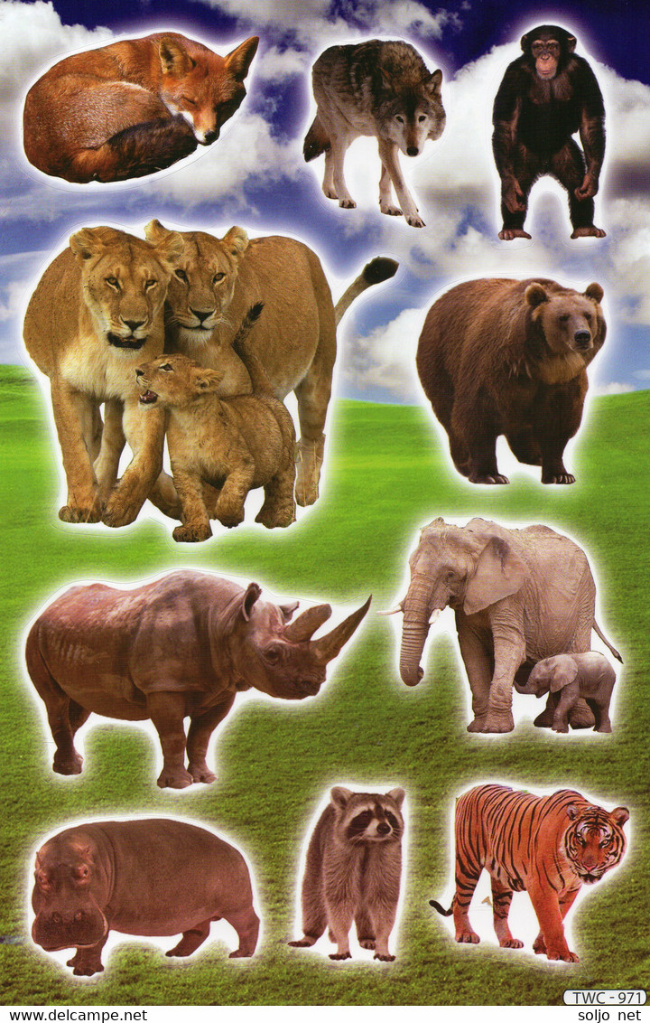 Safari Zoo Tiergarten Tiere Aufkleber / Animal Sticker A4 1 Bogen 27 X 18 Cm ST429 - Scrapbooking