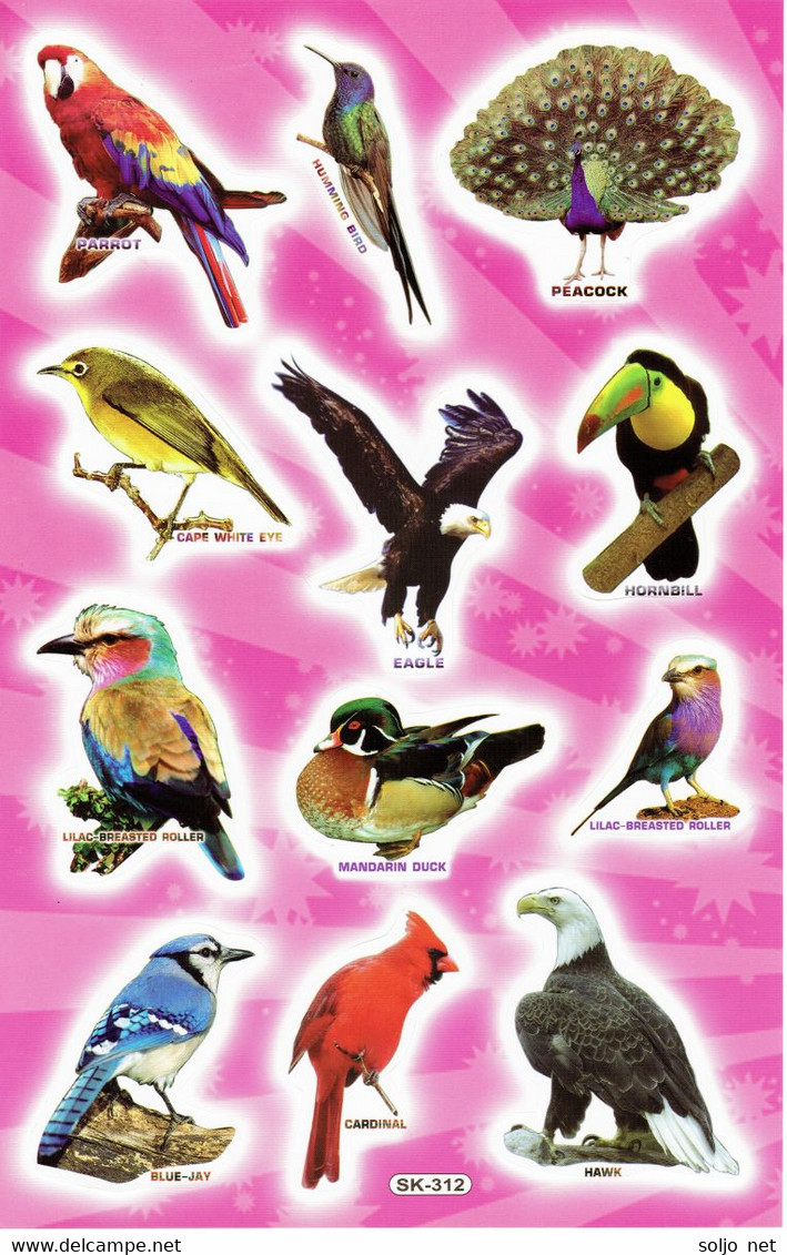 Vogel Tiere Aufkleber / Bird Sticker A4 1 Bogen 27 X 18 Cm ST495 - Scrapbooking