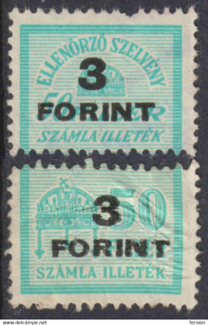 1946 Hungary - FISCAL BILL Tax - Revenue Stamp - 1944 Overprint 3 Ft  / 50 Fill - Used - Fiscaux