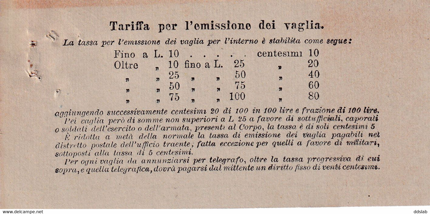 13/6/1905 - Ricevuta Di Vaglia Postale Da 305,55 Lire Da Bari A Caserta - Tondo Riquadrato Bari (Piazza Massari) [6Pt] - Tax On Money Orders