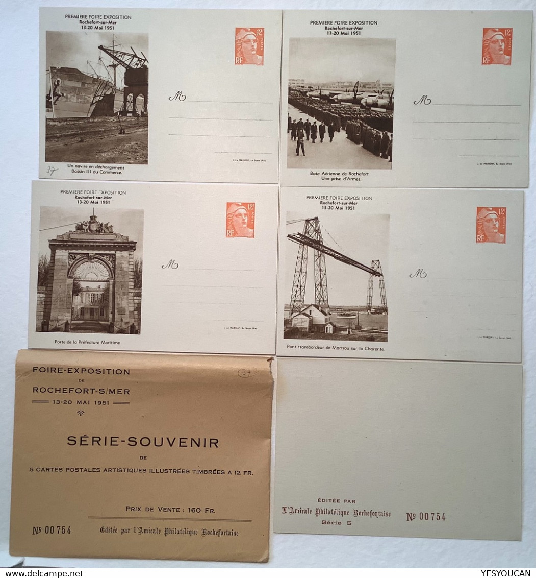 1951 France Entier Postal 12f Gandon Neuf SERIE SUP. TSC FOIRE EXPOSITION ROCHEFORT SUR MER Charente-Maritime (pont - Cartes Postales Types Et TSC (avant 1995)