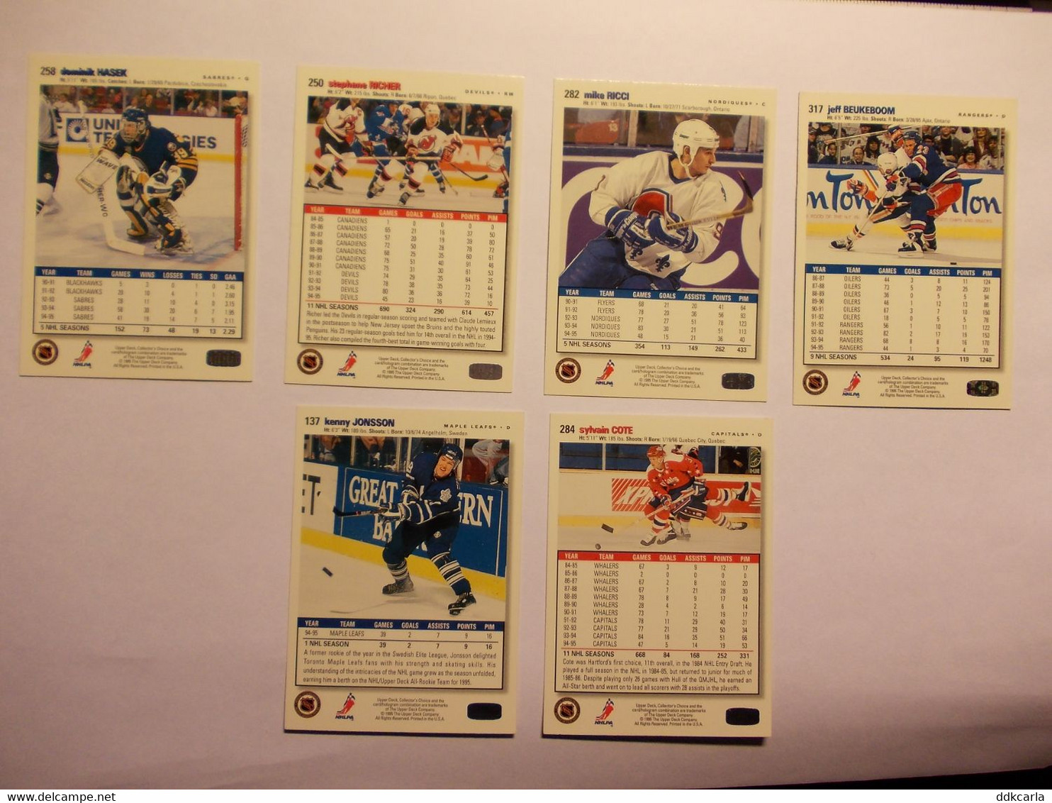 6 X Collector's Choice 137 / 250 / 258 / 282 / 284 / 317- Trading Cards NHLPA - 1995 - Hologram Cards - 1990-1999