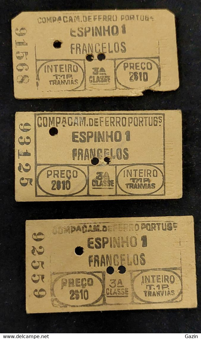 C5 /1 - Bilhetes * Tickets * Espinho - Francelos * Porto * Companhia Caminhos Ferro * Portugal - Europe