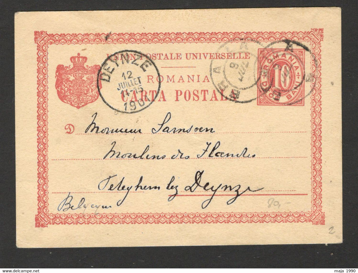ROMANIA TO BELGIUM - POSTCARD STATIONERY - 1901. - Autres & Non Classés