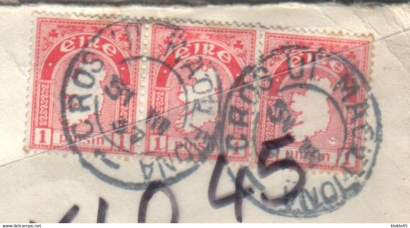 Enveloppe Seule From  Irlande Eire Irland Ierland 3 Timbre Stampple Pinsin 1 - Cachet CROSS UI MAOW FIONA - Cartas & Documentos