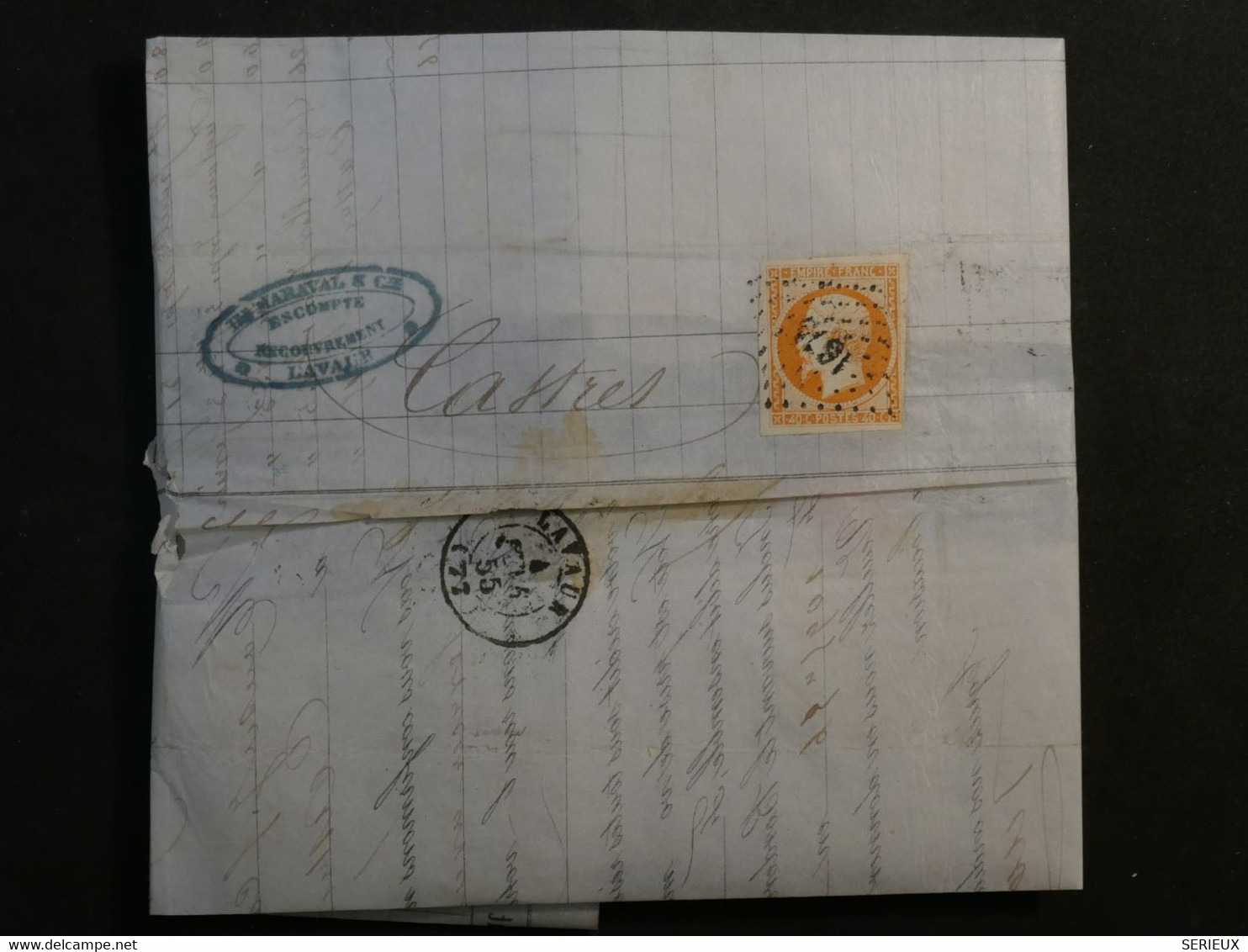 BN12 FRANCE  BELLE  LETTRE 1855  LAVAL A CASTRES+N°16 +AFFRANCH.INTERESSANT+++ - 1853-1860 Napoleon III