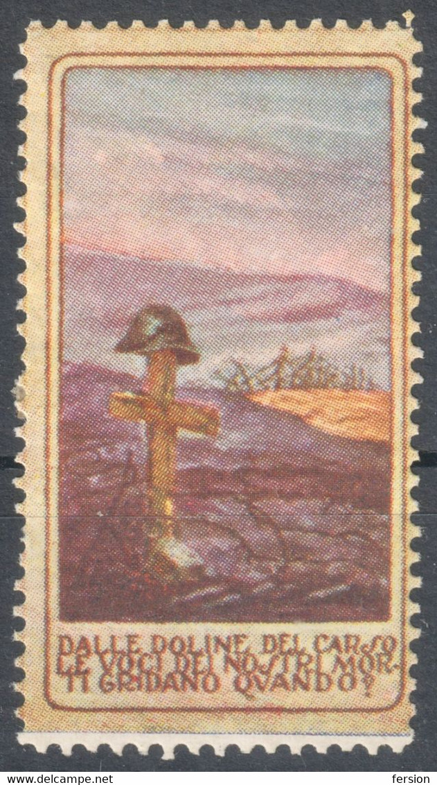 Grave Battlefield Painting ITALY 1914 - War Soldier - Delandre WAR WW1 PROPAGANDA Label Cinderella Vignette - Kriegspropaganda