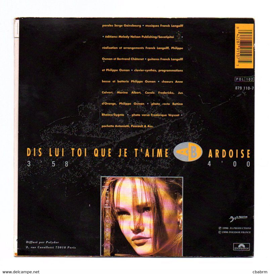 SP 45 TOURS VANESSA PARADIS DIS LUI TOI QUE JE T'AIME - POLYDOR 879110 7 En 1990 - Dance, Techno & House