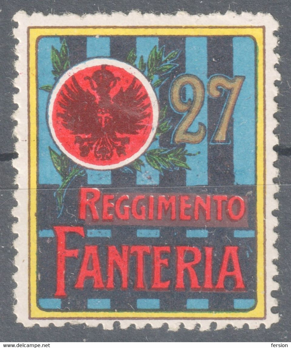 27 Reggimento Fanteria INFANTERIE  WW1 World War Military Charity Label Cinderella Vignette 1914 ITALY Delandre GOLD - Kriegspropaganda