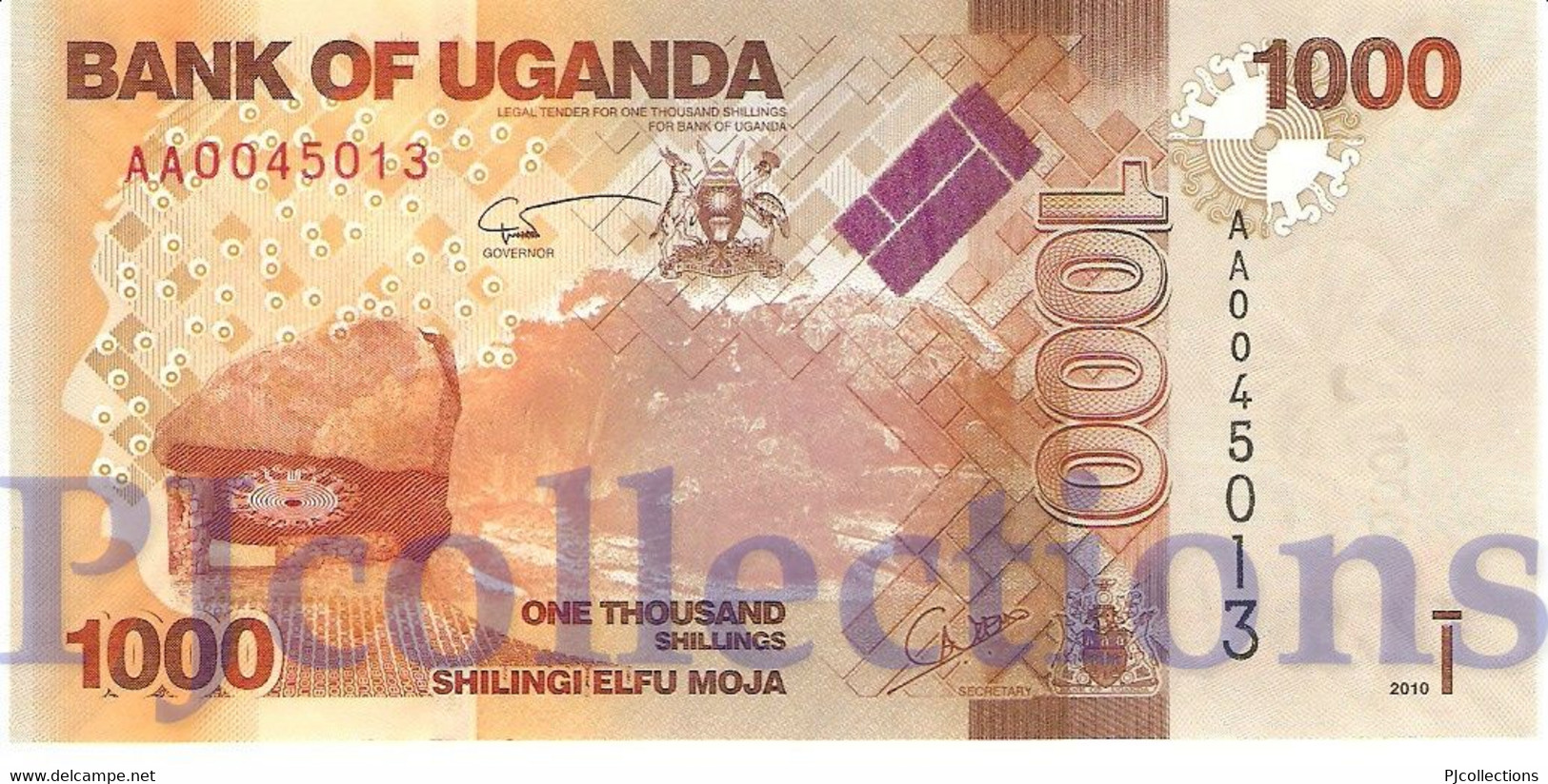 LOT UGANDA 1000 SHILLINGS 2010 PICK 49a UNC PREFIX "AA" X 5 PCS - Uganda