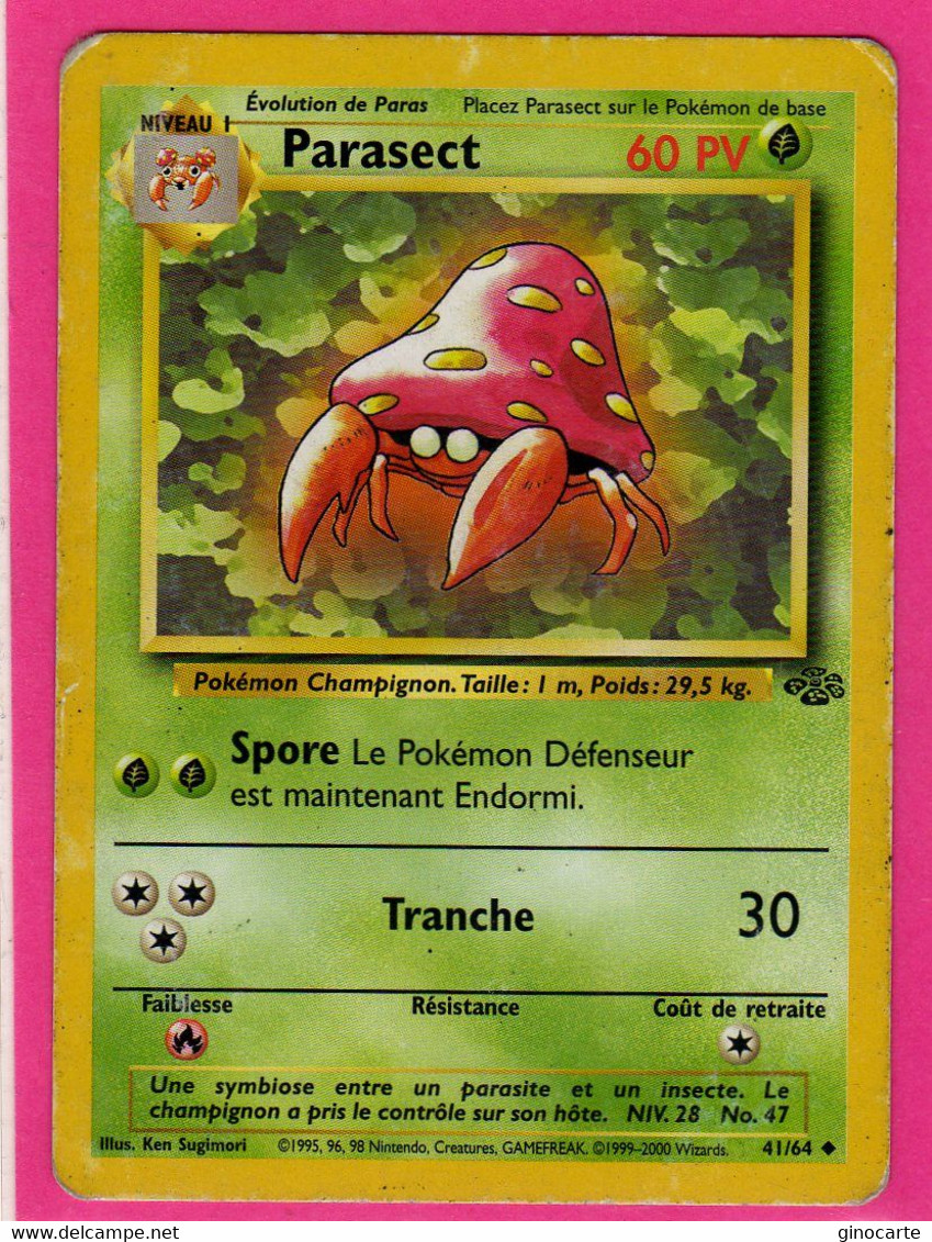 Carte Pokemon Francaise 1995 Wizards Jungle 41/64 Parasect 60pv En L'etat - Wizards