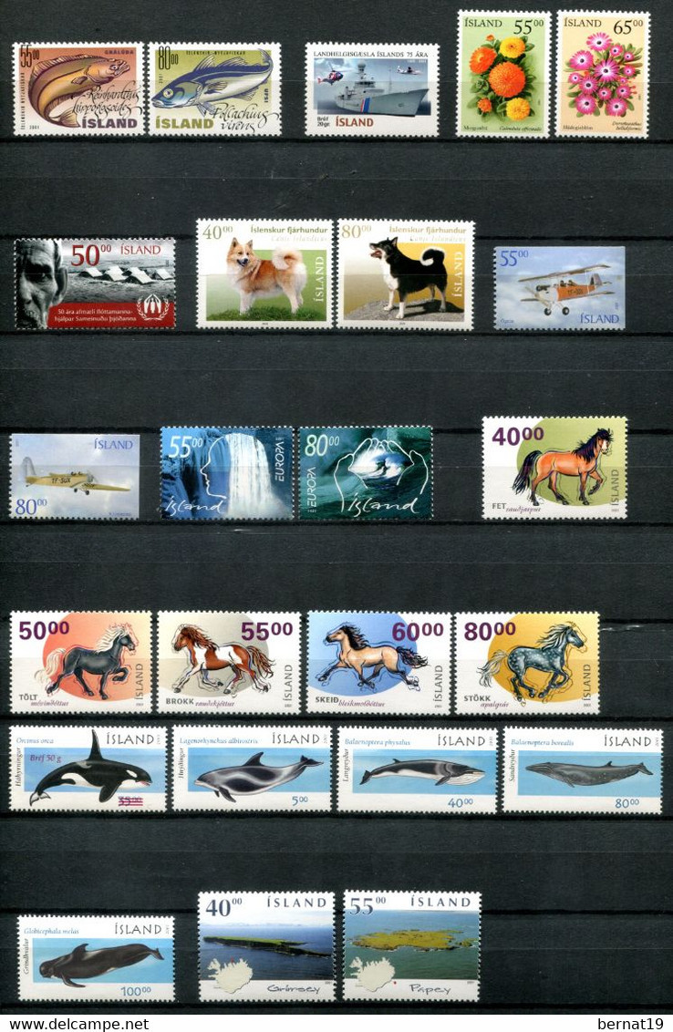 Islandia 2001 Completo ** MNH. - Komplette Jahrgänge