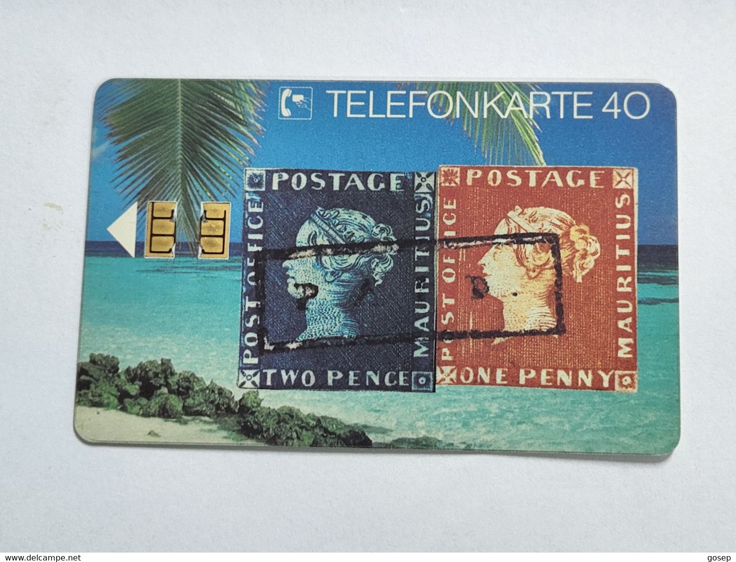 GERMANY-(DE-E-3/91)-Briefmarken 3 Blaue Mauritius-Rote-(2)-(40units)-(8/91)-(tirage-30.000)used Card+1card Prepiad Free - Stamps & Coins