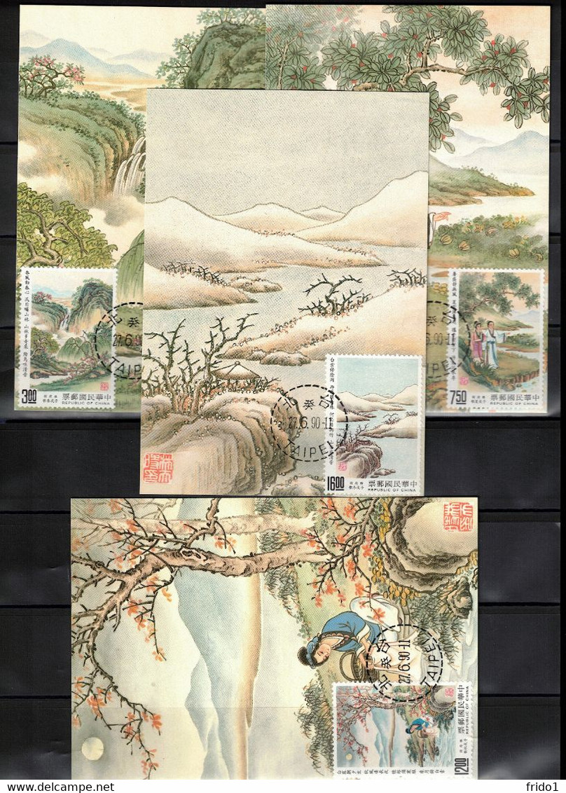 Taiwan - Republic Of China 1990 Chinese Classical Poetry Maximum Cards - Maximum Cards